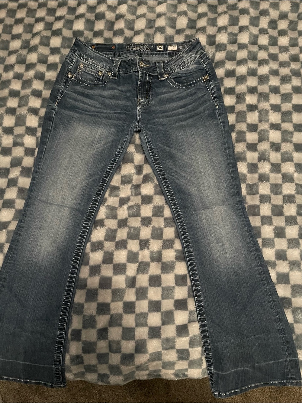 Miss Me Women's Medium Dark Wash Flare Jeans - Blue
